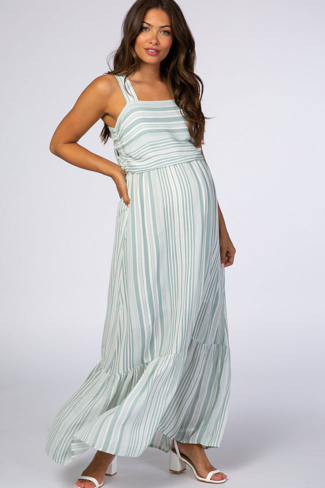 Mint Green Striped Open Back Thick ...